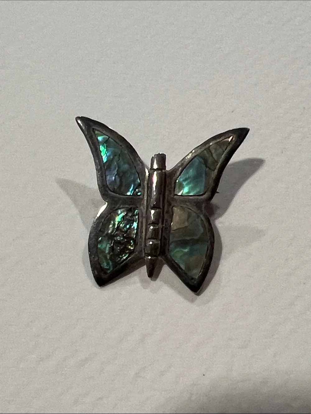 Mexico Sterling Silver Abalone Inlay Butterfly Brooch